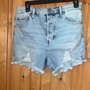 Light Wash Distressed Denim Shorts